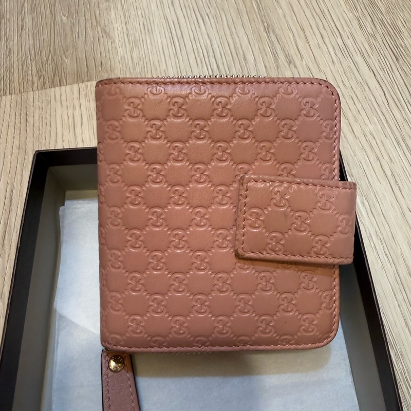 Gucci 藕粉色短夾-3