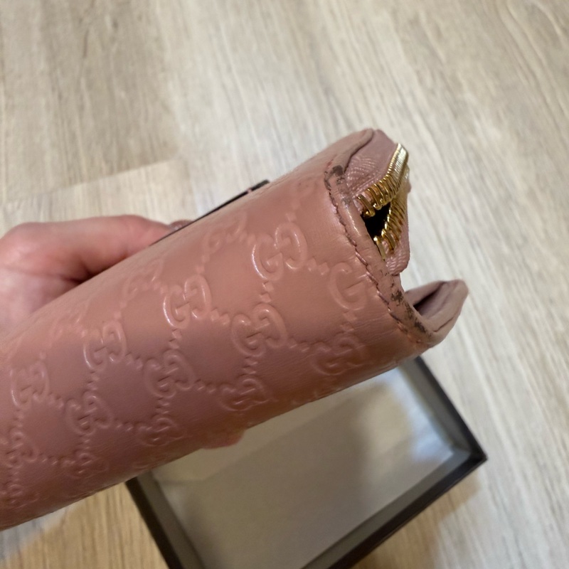 Gucci 藕粉色短夾-7