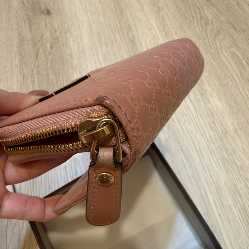 Gucci 藕粉色短夾-9