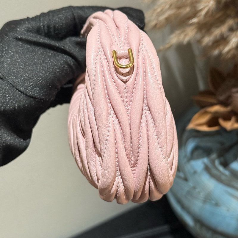 98新 miumiu 雪粉色mini Hobe包 單包 附件:肩帶-2