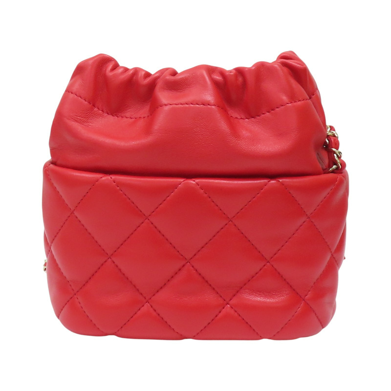 紅色 羊皮 菱格紋 水桶包 肩背包【CHANEL 香奈兒】-1