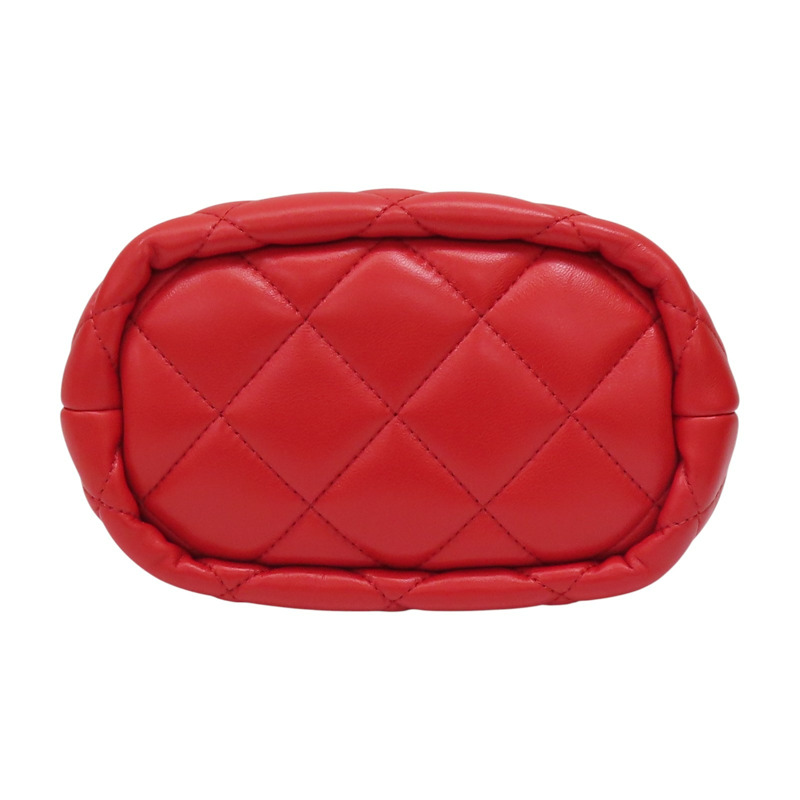 紅色 羊皮 菱格紋 水桶包 肩背包【CHANEL 香奈兒】-3