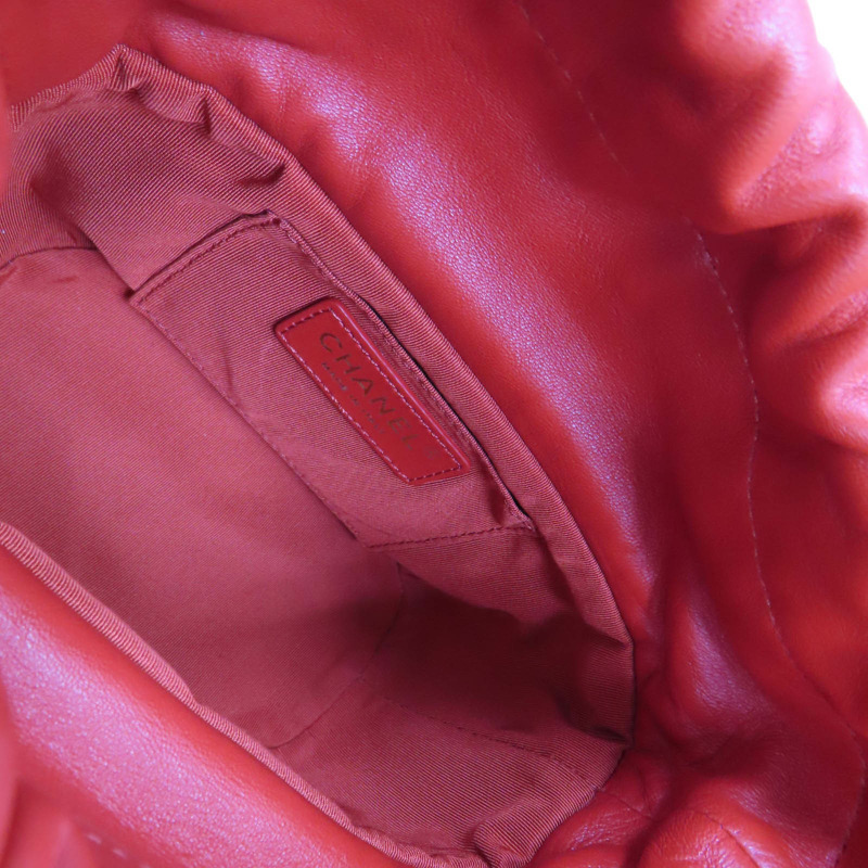 紅色 羊皮 菱格紋 水桶包 肩背包【CHANEL 香奈兒】-4