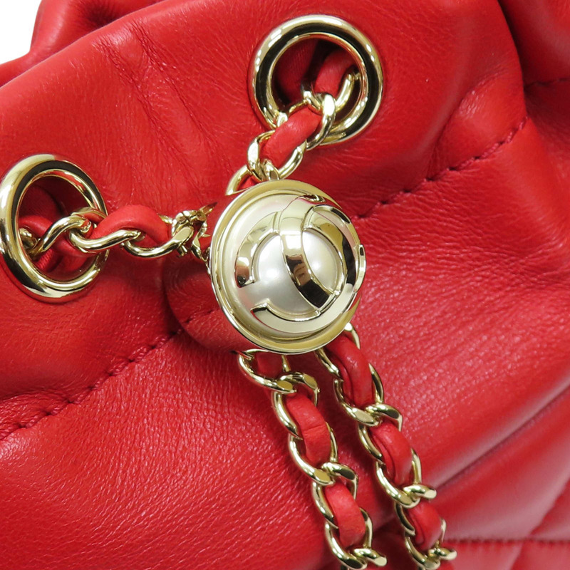 紅色 羊皮 菱格紋 水桶包 肩背包【CHANEL 香奈兒】-10