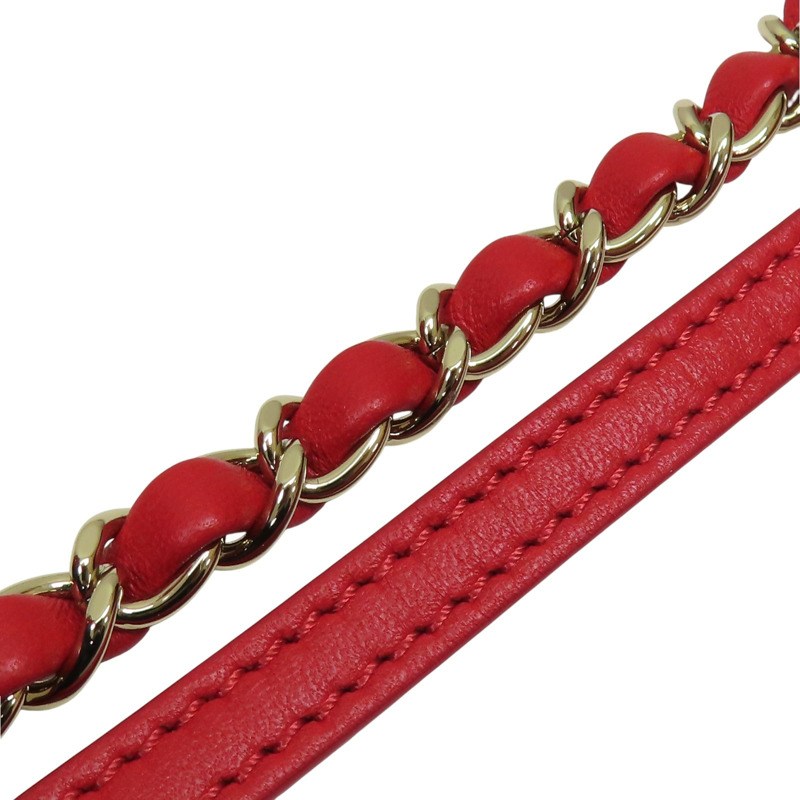 紅色 羊皮 菱格紋 水桶包 肩背包【CHANEL 香奈兒】-11