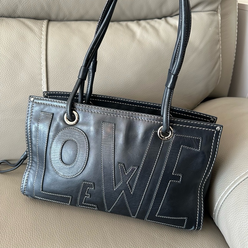 LOEWE羅意威全皮logo托特單肩包 🈚附件-1