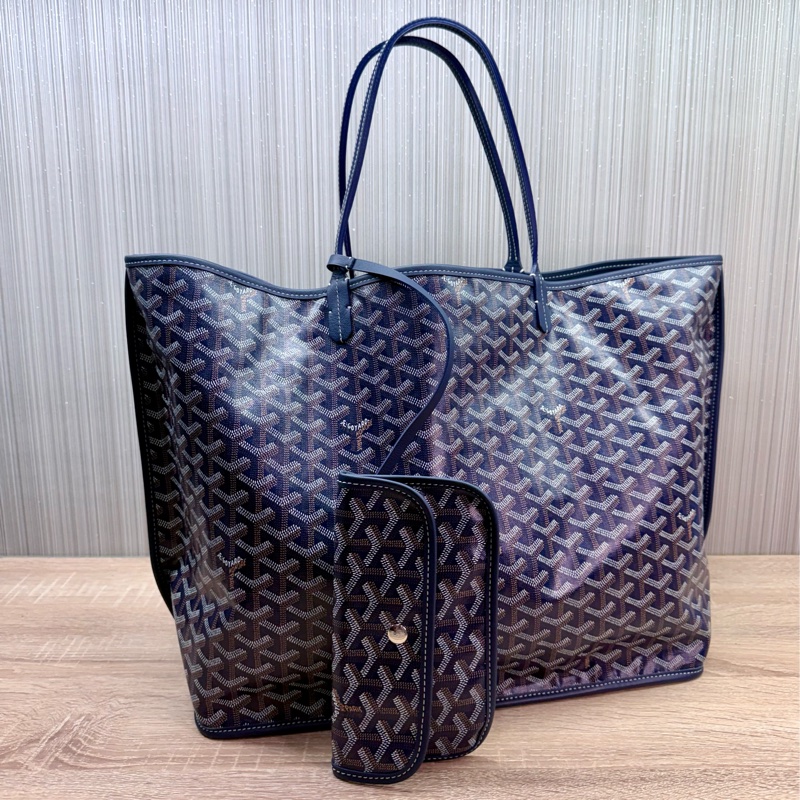 Goyard Anjou GM 戈雅深藍色雙面牛皮大款購物袋-0