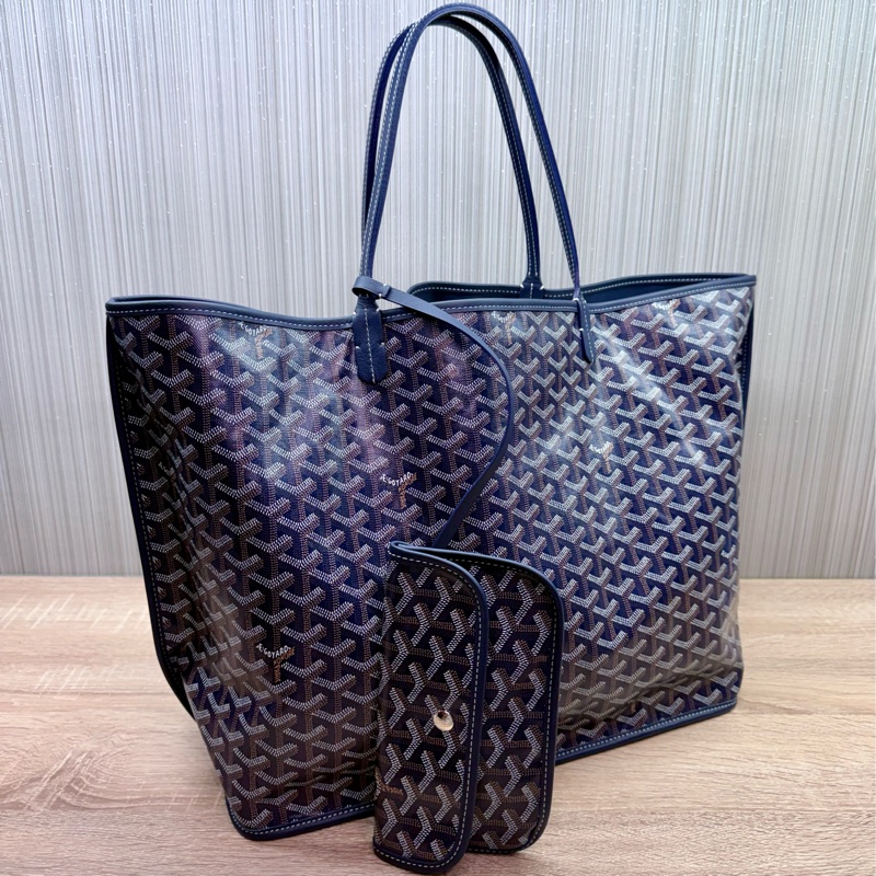 Goyard Anjou GM 戈雅深藍色雙面牛皮大款購物袋-1