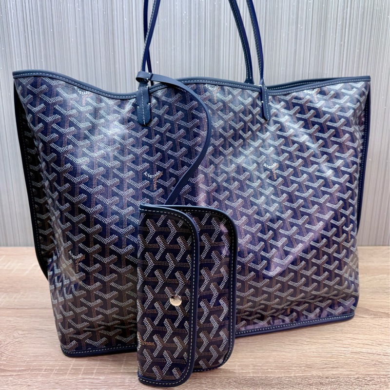 Goyard Anjou GM 戈雅深藍色雙面牛皮大款購物袋-2