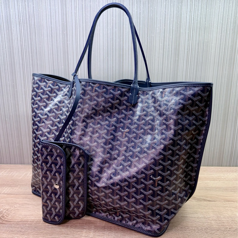 Goyard Anjou GM 戈雅深藍色雙面牛皮大款購物袋-3