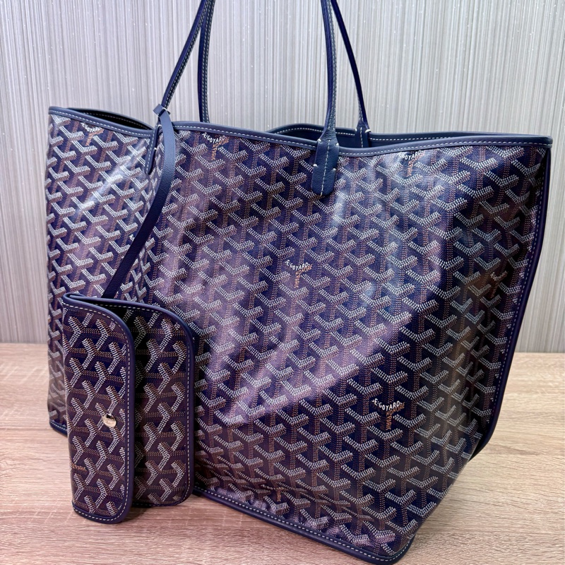 Goyard Anjou GM 戈雅深藍色雙面牛皮大款購物袋-4