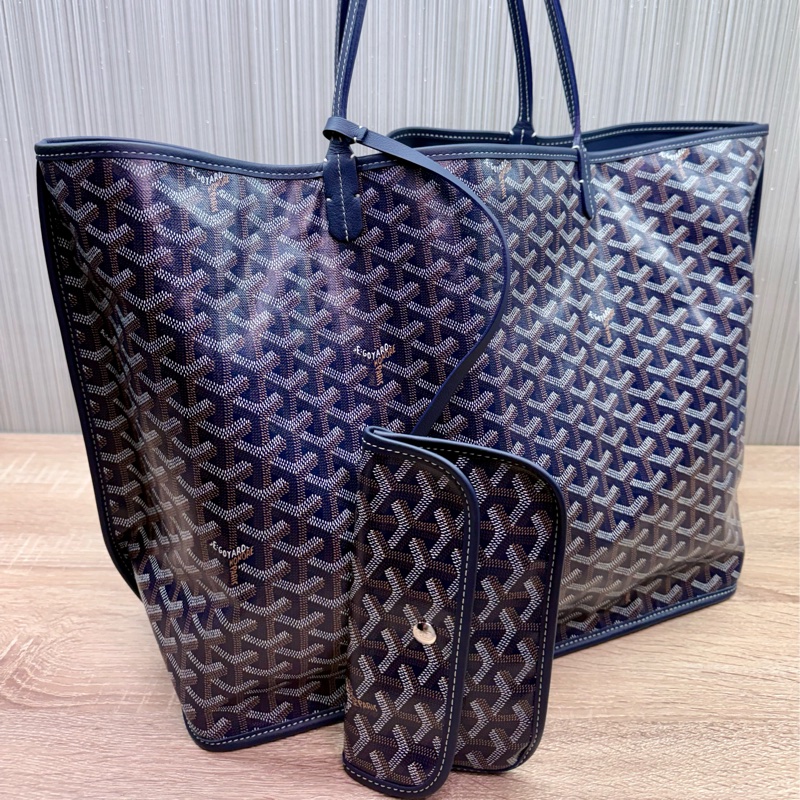 Goyard Anjou GM 戈雅深藍色雙面牛皮大款購物袋-5