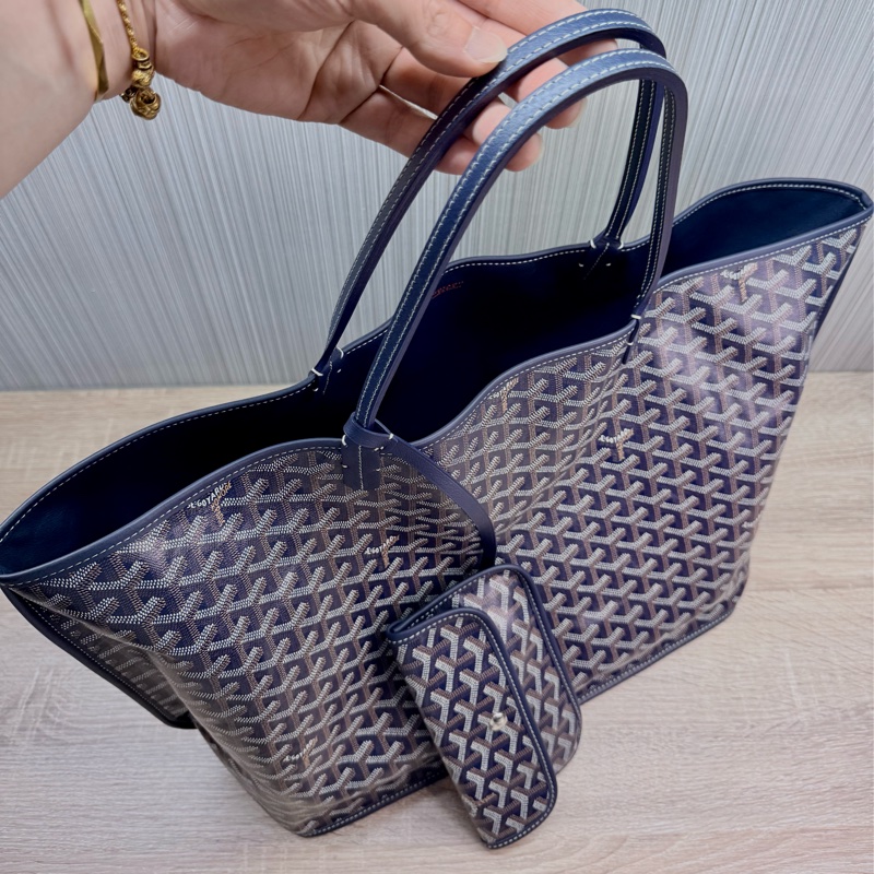 Goyard Anjou GM 戈雅深藍色雙面牛皮大款購物袋-8
