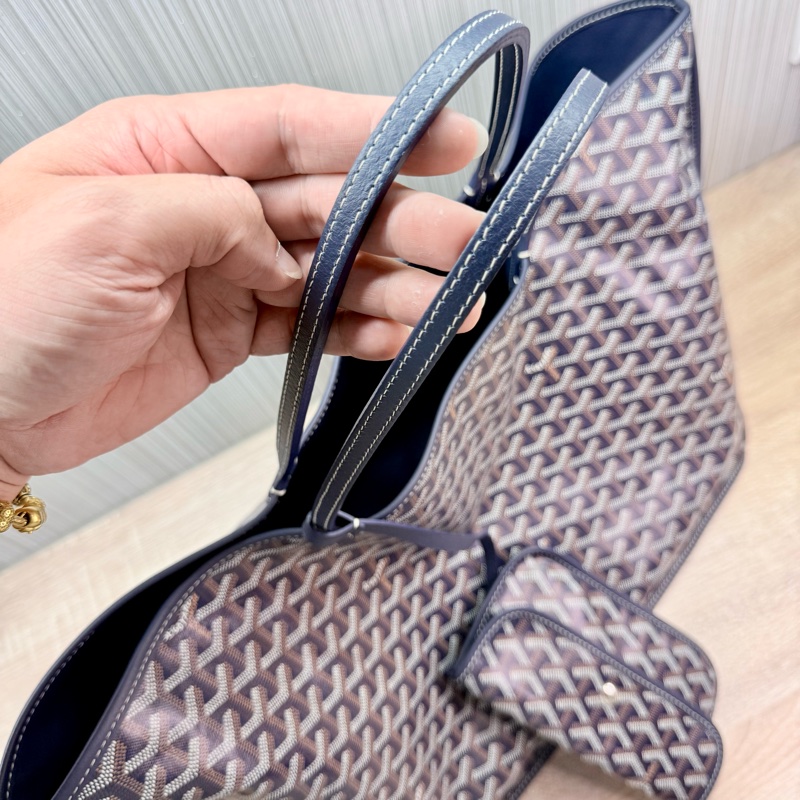 Goyard Anjou GM 戈雅深藍色雙面牛皮大款購物袋-9