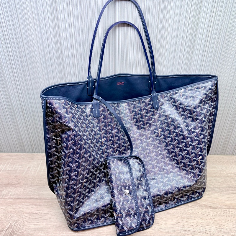 Goyard Anjou GM 戈雅深藍色雙面牛皮大款購物袋-10