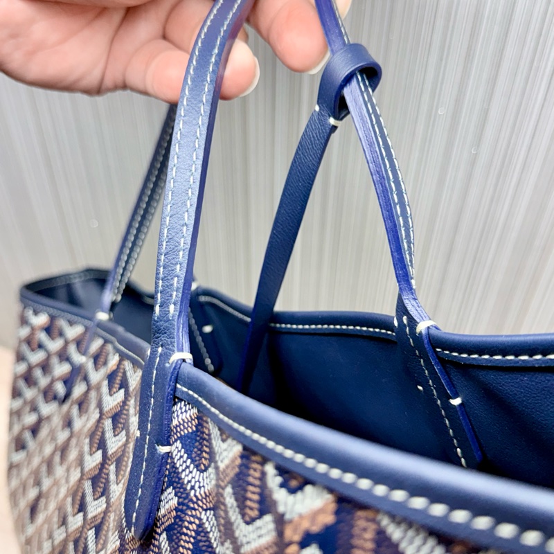 Goyard Anjou GM 戈雅深藍色雙面牛皮大款購物袋-19