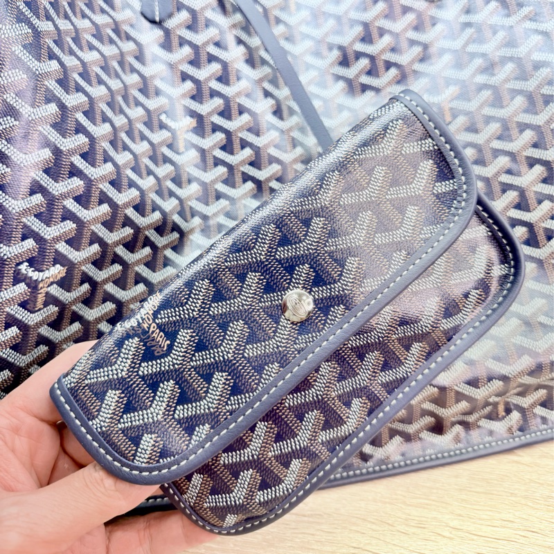 Goyard Anjou GM 戈雅深藍色雙面牛皮大款購物袋-21