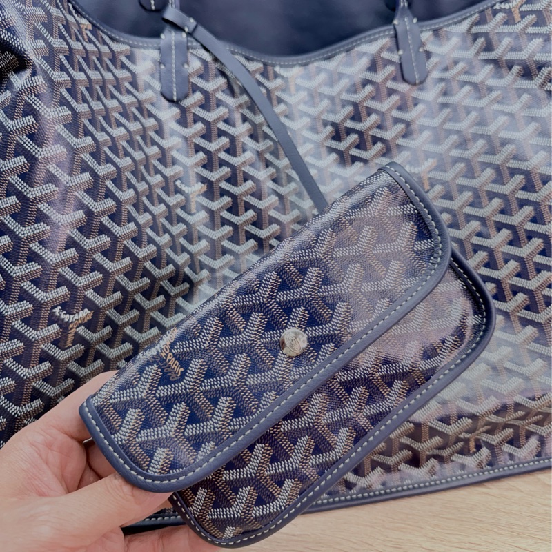 Goyard Anjou GM 戈雅深藍色雙面牛皮大款購物袋-22