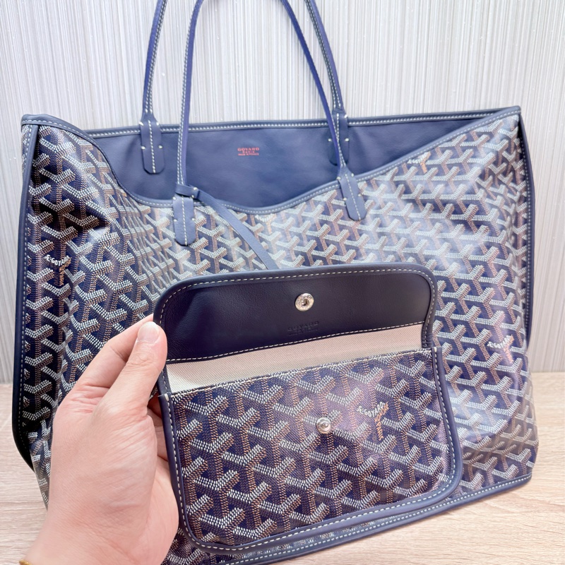 Goyard Anjou GM 戈雅深藍色雙面牛皮大款購物袋-23