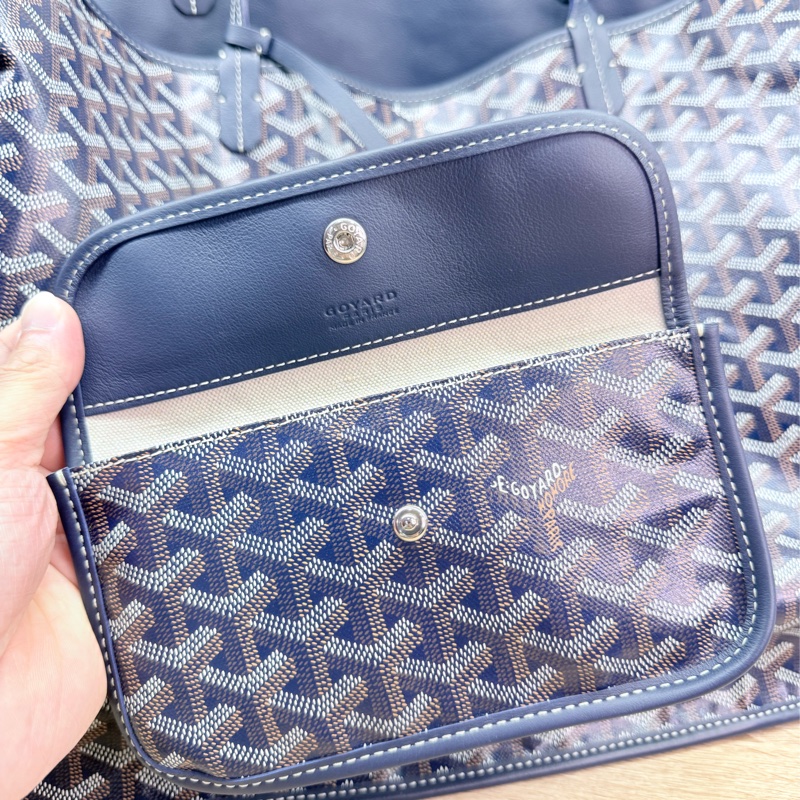 Goyard Anjou GM 戈雅深藍色雙面牛皮大款購物袋-24