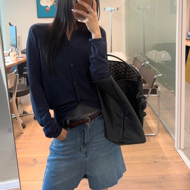 Goyard Anjou GM 戈雅深藍色雙面牛皮大款購物袋-36