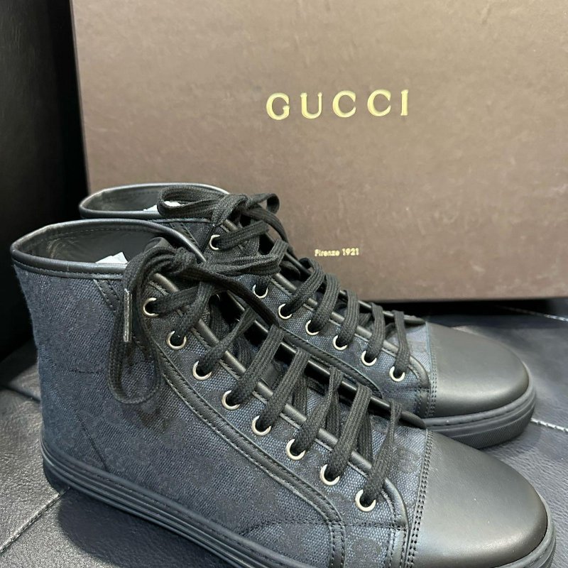 💎Han's house精品服飾💎GUCCI 古馳滿版老花 鞋 高筒帆布鞋 義大利製 現貨5  5.5 6-0