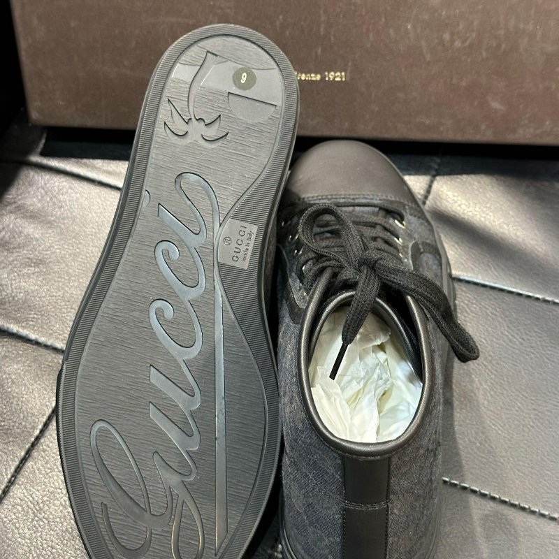 💎Han's house精品服飾💎GUCCI 古馳滿版老花 鞋 高筒帆布鞋 義大利製 現貨5  5.5 6-1