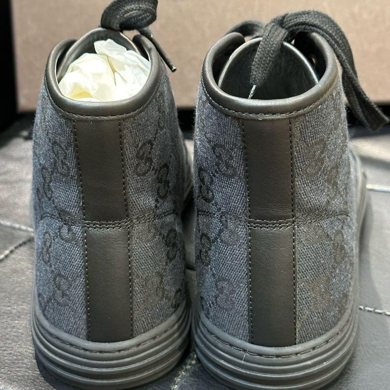 💎Han's house精品服飾💎GUCCI 古馳滿版老花 鞋 高筒帆布鞋 義大利製 現貨5  5.5 6-2