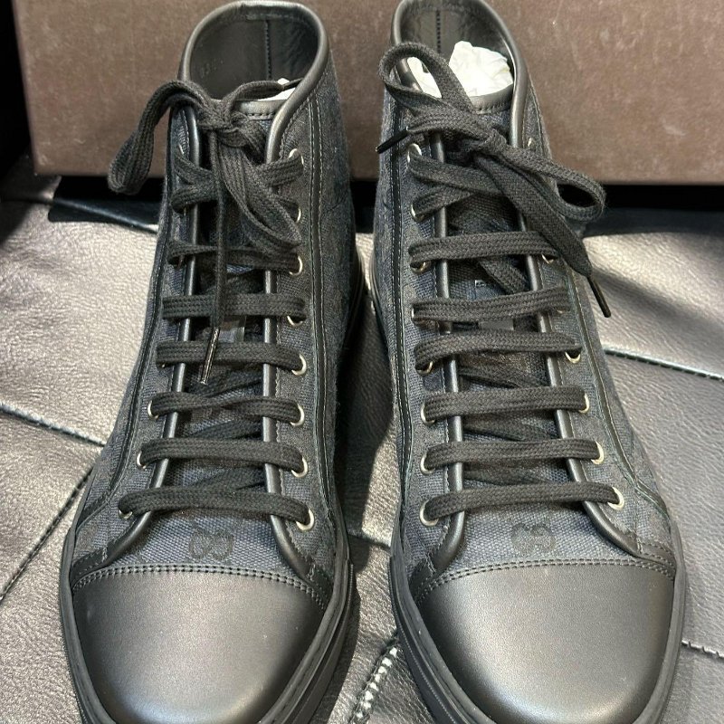 💎Han's house精品服飾💎GUCCI 古馳滿版老花 鞋 高筒帆布鞋 義大利製 現貨5  5.5 6-4