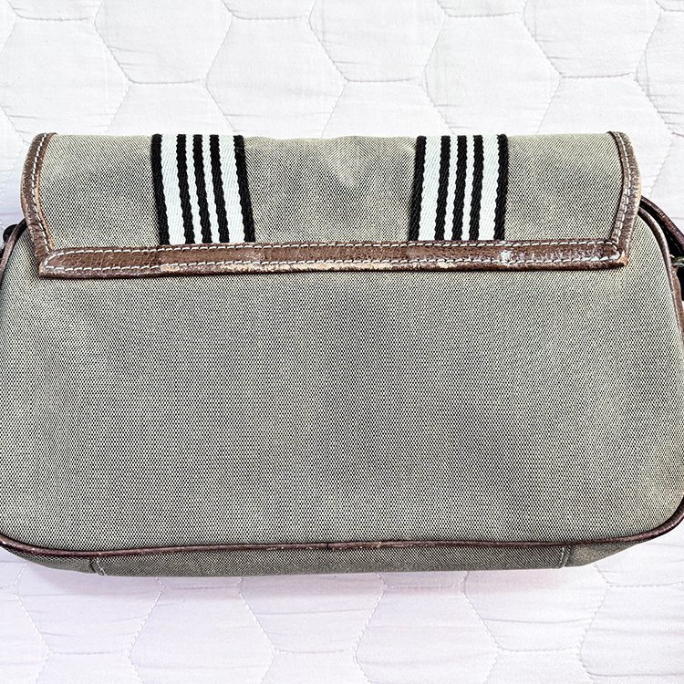 BURBERRY 少見 真皮帆布拼接 郵差包 卡其色 Vintage-6