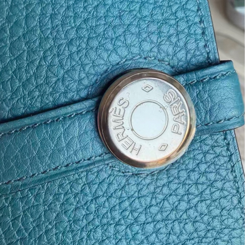 🌈Hermes🩵Dogon Wallet長銀包🩵藍色銀扣🌈全新閑置🌈原貼膜在🌟有盒🌟dogonwallet🌟dogon🌟長銀包🌟愛馬-5