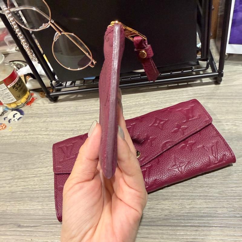 Lv 全牛皮壓紋二合一長夾-12