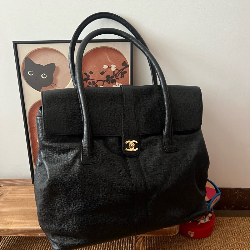 ✨Chanel 黑金魚子醬 tote xxl機場包 很時髦的大包🖤-3