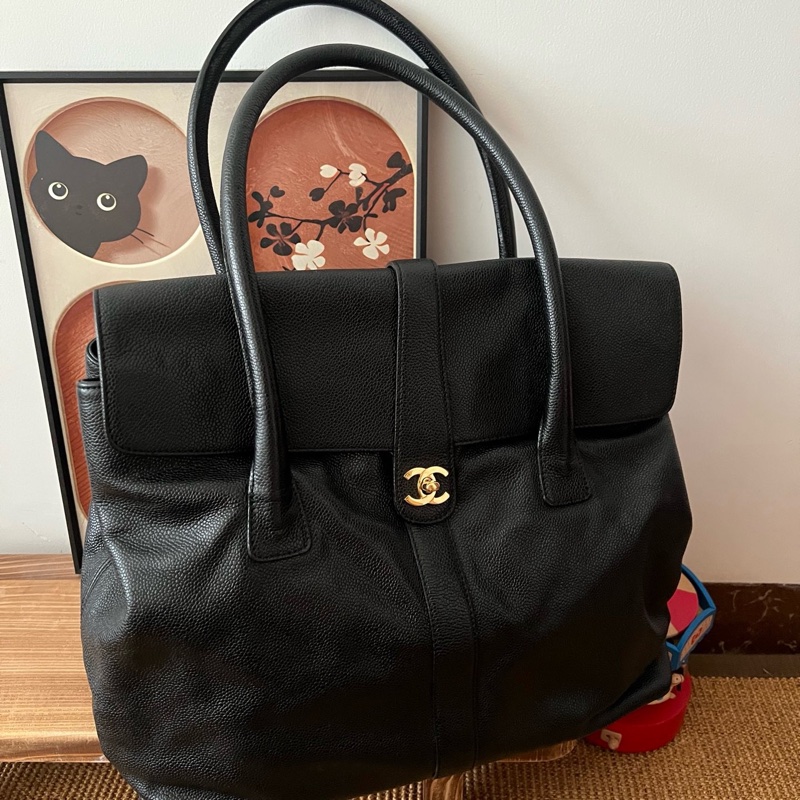 ✨Chanel 黑金魚子醬 tote xxl機場包 很時髦的大包🖤-4