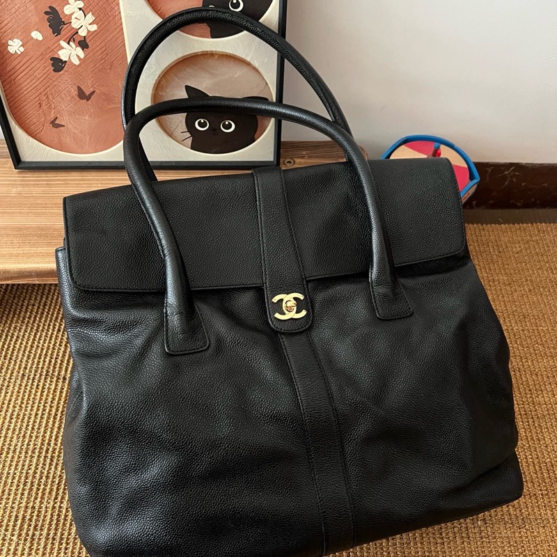 ✨Chanel 黑金魚子醬 tote xxl機場包 很時髦的大包🖤-7