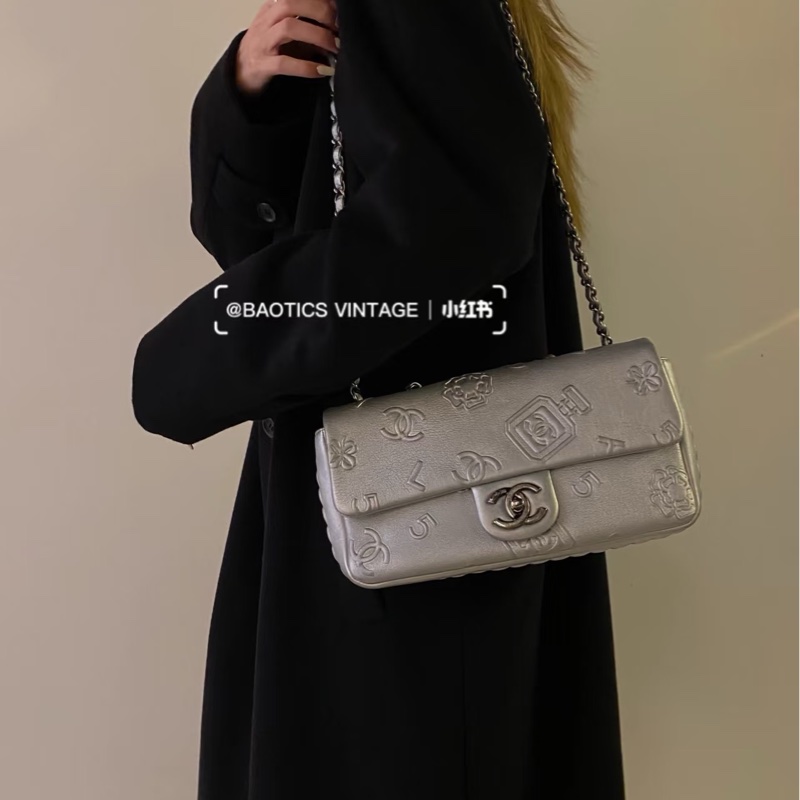 ✨Chanel 太空銀浮雕CF 鏈條可調節 四季百搭🩶-2