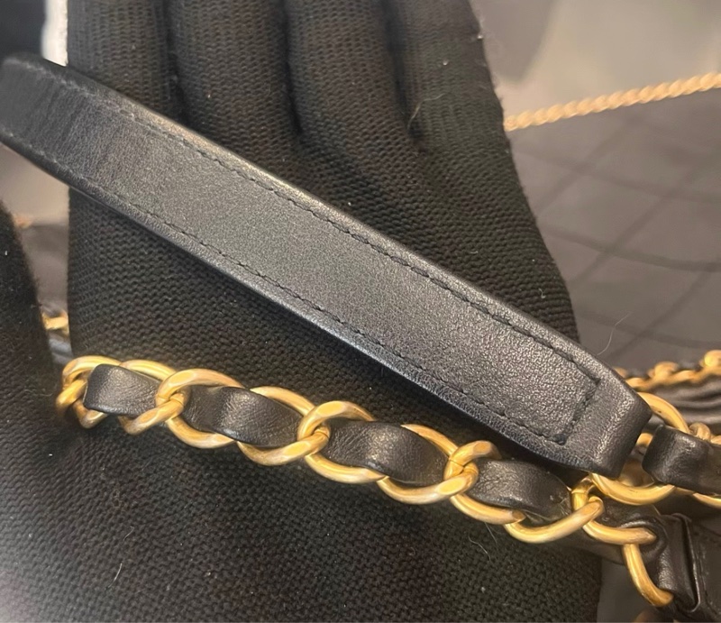 CHANEL 21B金扣 皮穿鏈 滾邊 Tote托特包-7