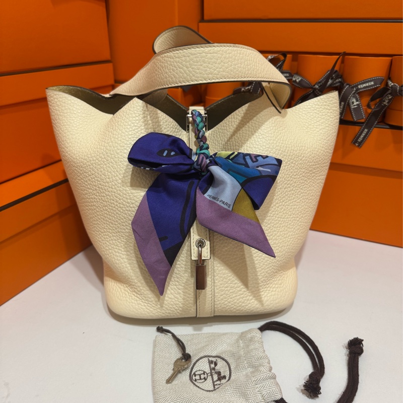Hermes Picotin22 菜籃子奶油白Z 刻 🧀-0