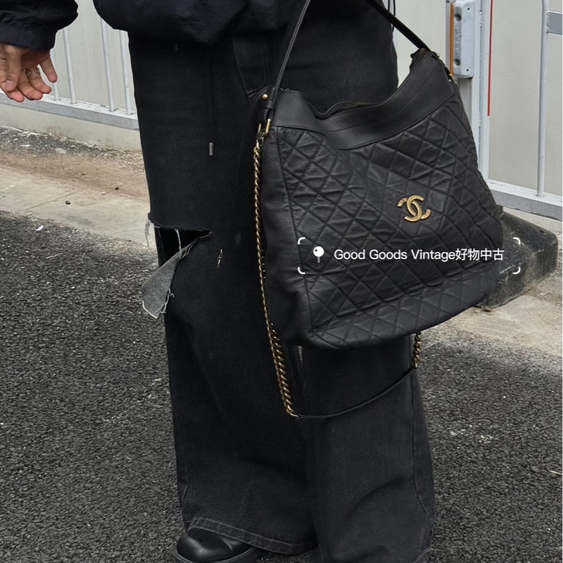 99新兩用💕 香奈兒 #2way 黑金 #荔枝皮 #hobo #托特包-1