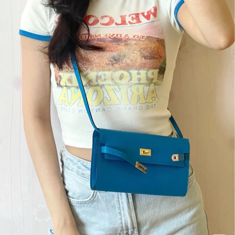 JK國際二手精品✨ Hermes Kelly to go 藍色金扣-1