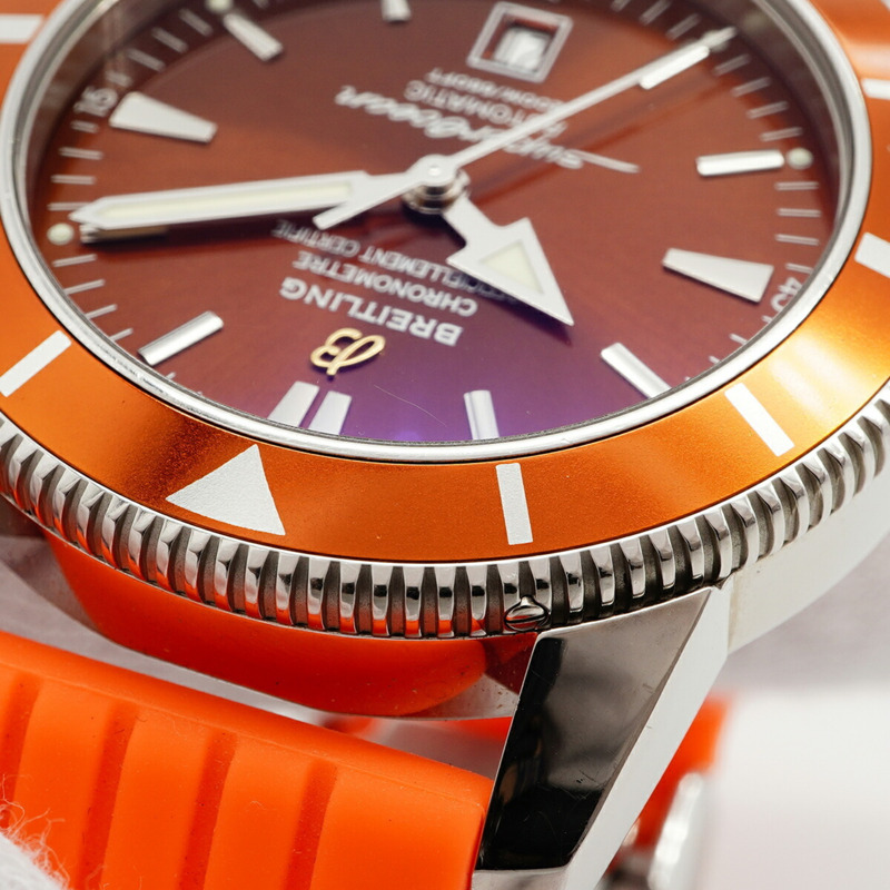 百年靈超級海洋 A17320 橘色錶盤男士手錶-5