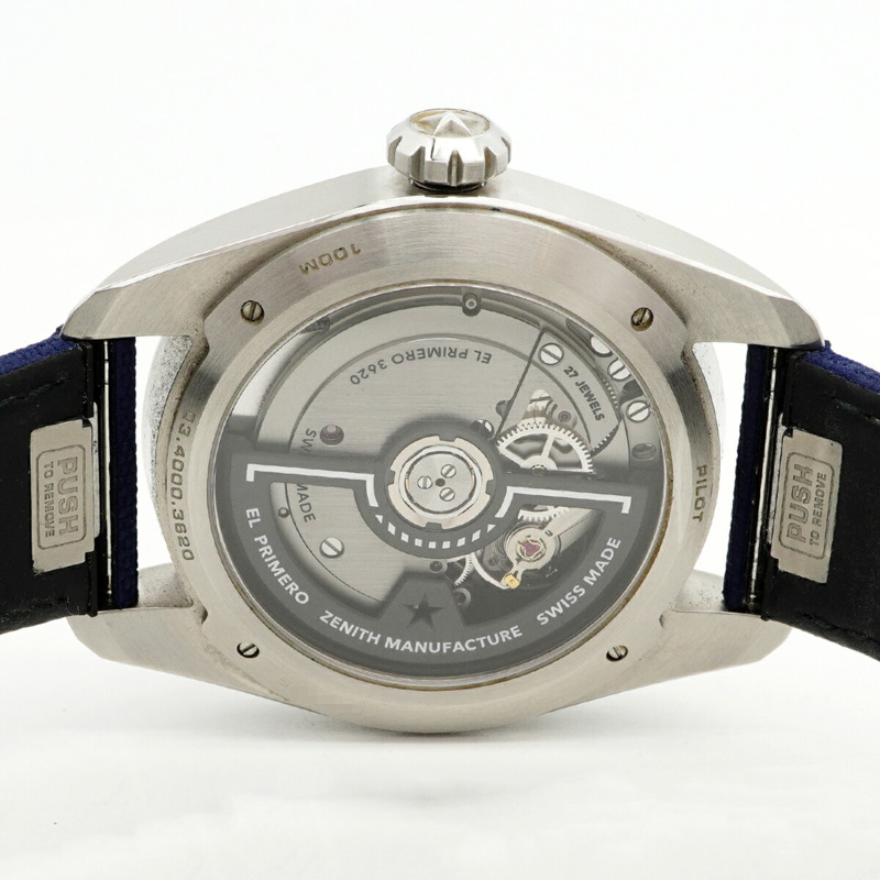 真力時飛行員系列 03.4000.3620 藍色錶盤男士腕錶-4