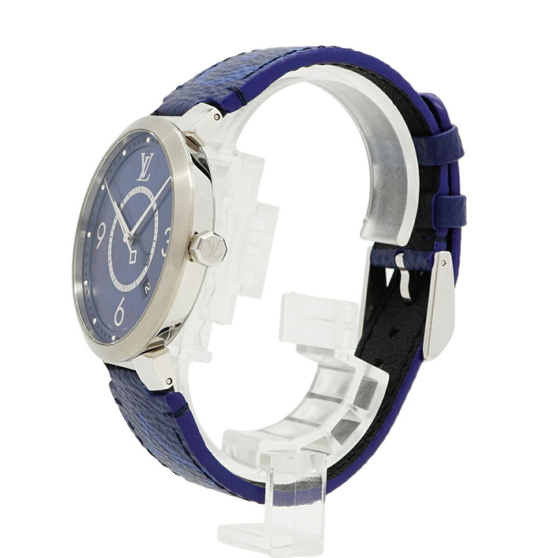 路易威登 Tambour Monogram QA150Z 藍色錶盤男士腕錶-1