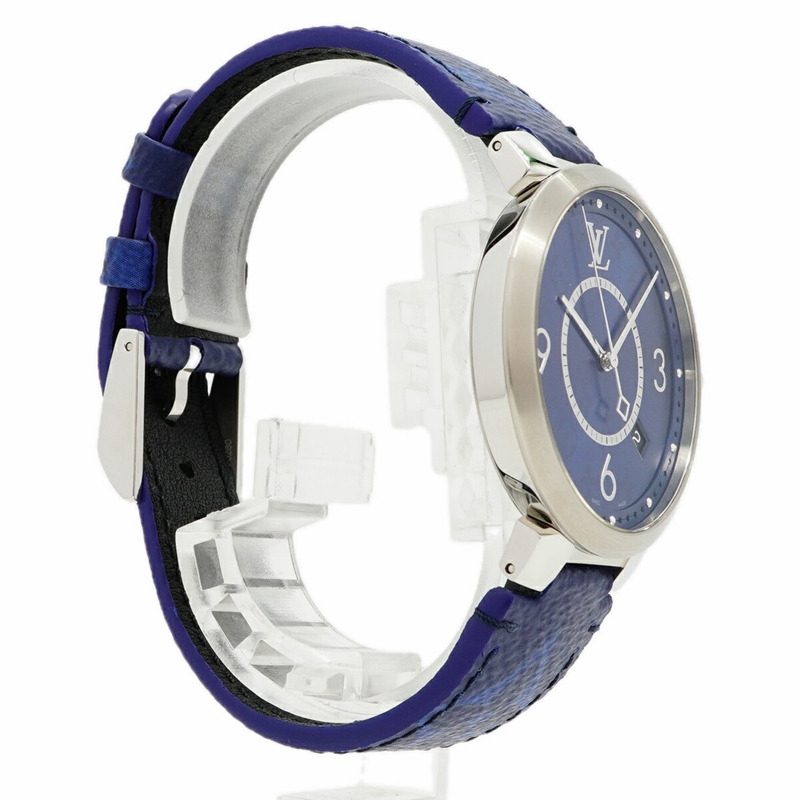 路易威登 Tambour Monogram QA150Z 藍色錶盤男士腕錶-2