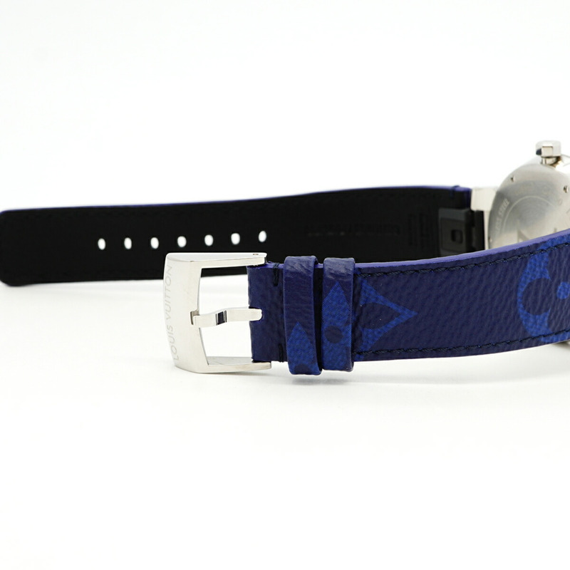 路易威登 Tambour Monogram QA150Z 藍色錶盤男士腕錶-3