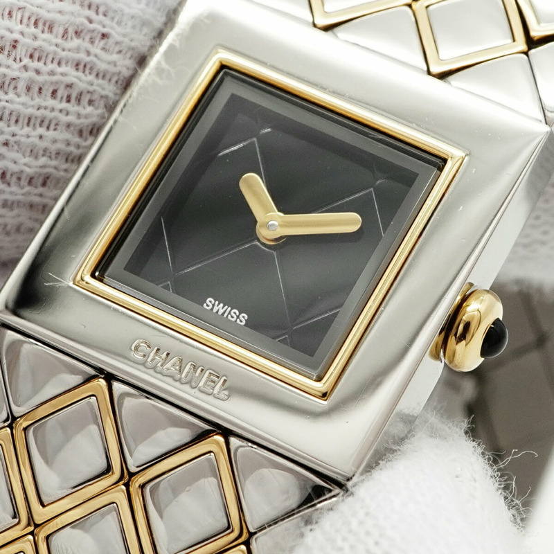 香奈兒 Matelassé H0475 黑色錶盤小姐腕錶-6