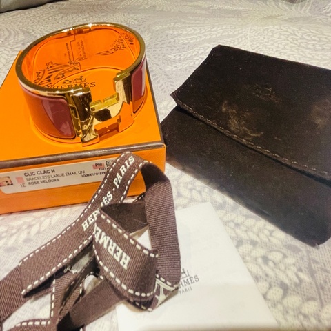 Hermès 愛馬仕 Clic Clac H琺瑯寬版手環PM 有盒