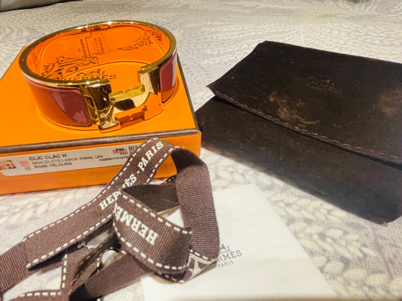 Hermès 愛馬仕 Clic Clac H琺瑯寬版手環PM 有盒-0