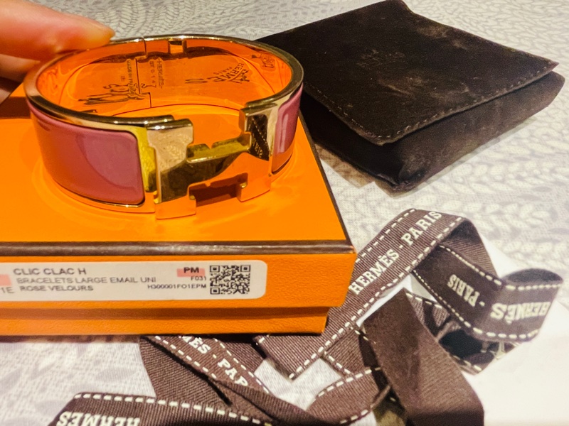 Hermès 愛馬仕 Clic Clac H琺瑯寬版手環PM 有盒-3