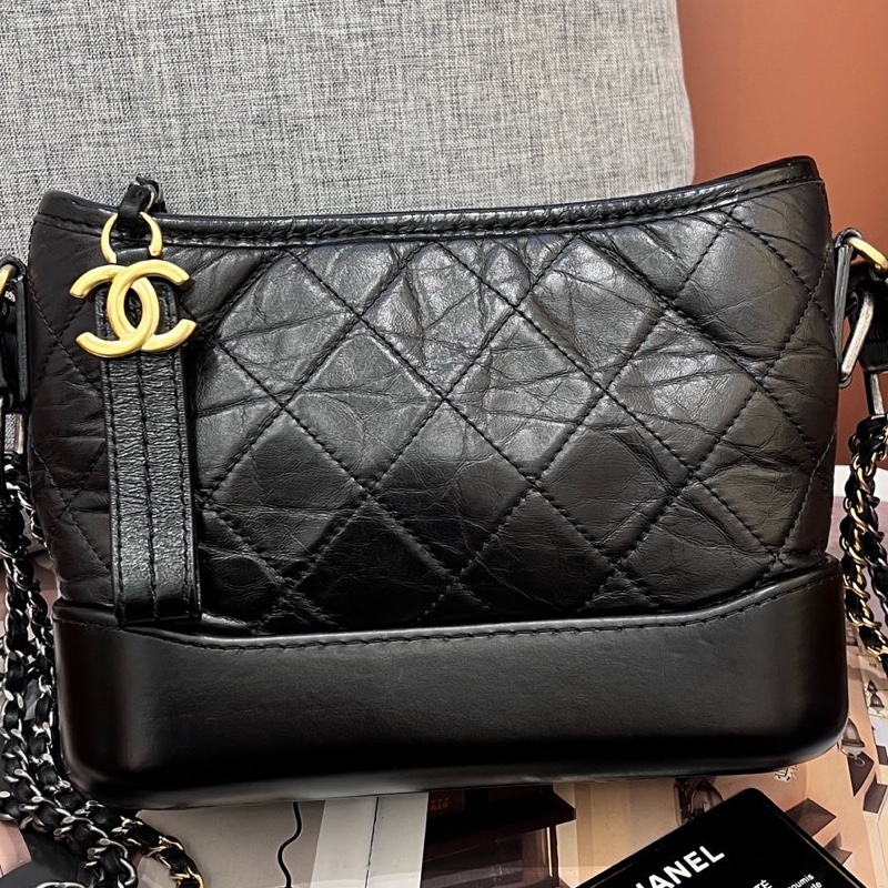 Chanel香奈兒黑金流浪小號 25開有卡 底長20 55xx25-0